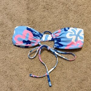 SHEIN Blue and Pink Floral Bikini Top